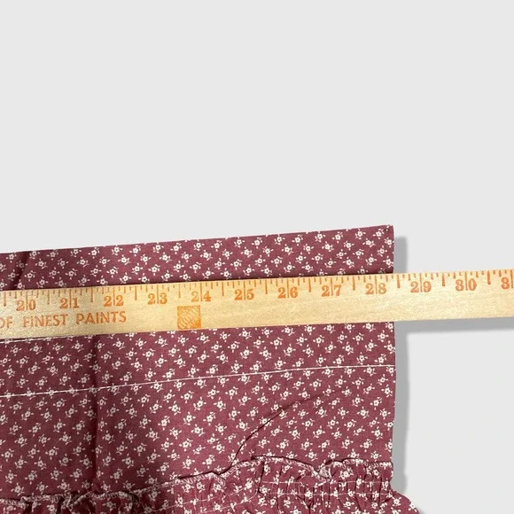 JCPenney Window Valance Home OS Burgundy Floral Cottagecore Lace Trim Vintage - Picture 2 of 9